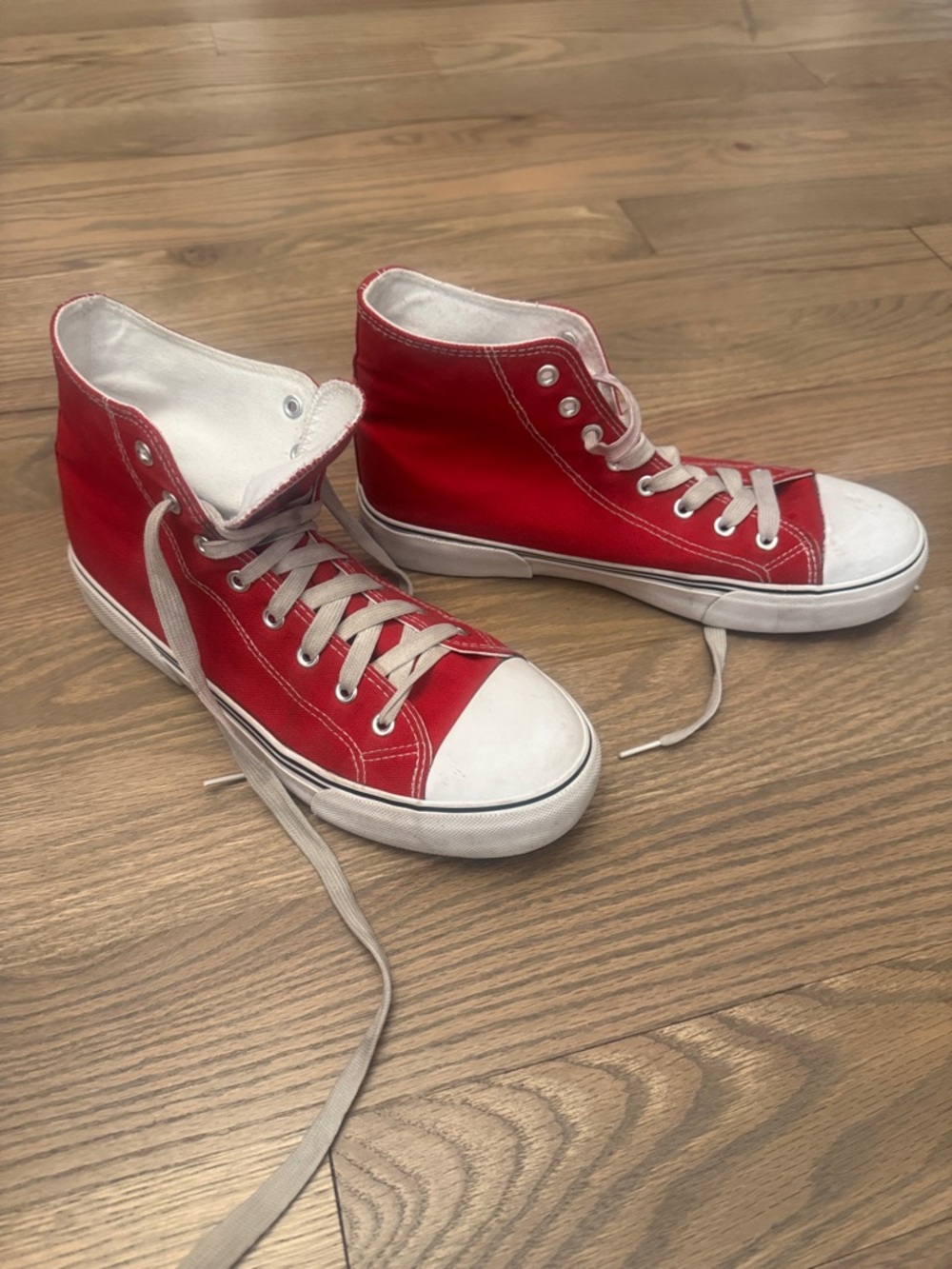 Classic High-Top Canvas Sneakers in Red